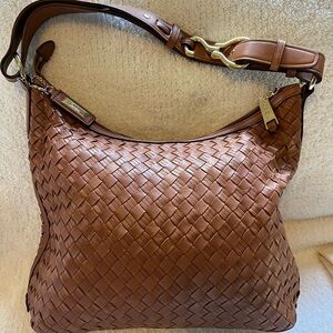 Cole Haan Woven Leather Purse, medium Brown